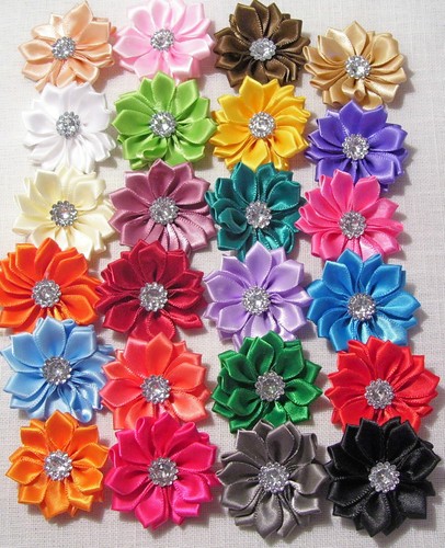 Lot appliques fleur satin - lot,