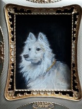 Quadro dipinto olio Stile Antico Del XX sec .Caccia Cane Dog cm 42x35