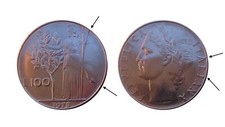ERRORE !!! 100 LIRE 1978 ROTTURA MARGINALE DEL CONIO CON FRAMMENTO TRATTENUTO