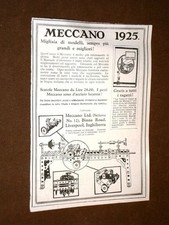 Pubblicità d'epoca per collezionisti Primi del 900 Giocattolo Meccano 1925
