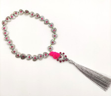 Collana mala del CUORE con 27 grani rosario del cuore. Filo elastico. BOHO CHIC.