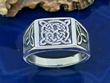 Nodo Celico Anello con Sigillo 925 IN Argento Sterling di Triskel Uomo