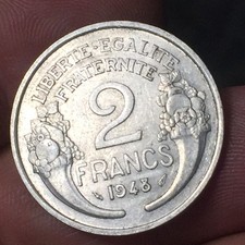2 Franchi Francesi 1948 Marianna Cornucopia Liberté Egalité Fraternité