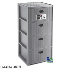 CASSETTIERA ELEGANCE 4 CASSETTI CM 40X40X80 H COLORE STONE GRIGIO RATTAN