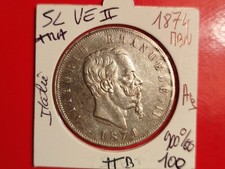 Italie 5 Lire 1874 MBN