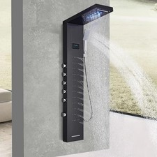 Colonna doccia idromassaggio con luci a LED , colore nero