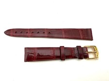NOS New - Cinturino LORENZ Bordeaux per Orologio in Vera Pelle Di Coccodrillo