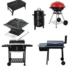Affumicatore Barbecue a Carbone da Esterno Grill Portatile Campeggio BBQ Ruote Tavolino Laterale