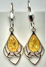 Orecchini In Ambra 925 Argento