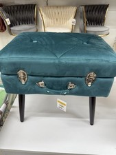 Panca Contenitore Valigia In Velluto Verdecon Piedi Metallo