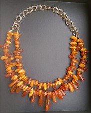Collana Girocollo di Vera ambra Lucidata baltica Vintage 