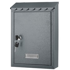 Cassetta Postale Parete in Acciaio Porta Lettere Posta Esterno con Chiave Grigio