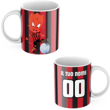 Tazza Personalizzata MILAN Calcio con tuo Nome e Numero Ceramica Idea Regalo