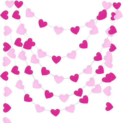 Ghirlanda carta cuori - cuori, rosa