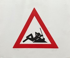 Clet Abraham incisione calcografica "Lavori in Corso" 60x50 firmata numerata