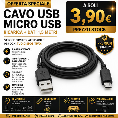 Cavo usb micro - usb, 1,5m