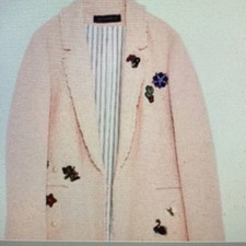 ZARA PINK  TWEED BOUCLE BLAZER