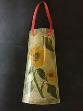 Tegola decorata con disegno girasole lunghezza 20 cm, sp. vetro 4mm laccio rosso