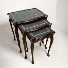 Tavolini tavolo antico trittico da salotto basso in legno piano pelle vintage