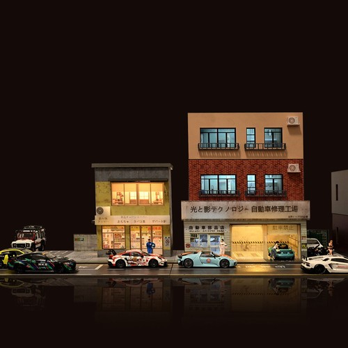 Diorama pressofuso garage - diorama,