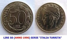 LIRE 50 - ANNO 1996 - SERIE ITALIA TURRITA CON LA CORNUCOPIA PORTAFORTUNA