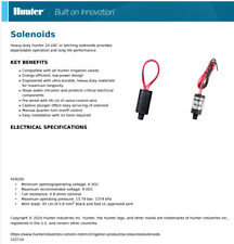 Irrigazione elettrovalvole Hunter dc latching solenoid PART. 458200 9V latching
