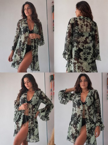 🌿Kimono floreale verde
