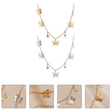  2 Pcs Collana Ciondolo Collane Per Ragazze Adolescenti Girocollo Farfalla