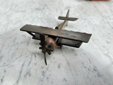 MODELLO BIPLANO 20s PRIMA GUERRA MONDIALE BRONZO OTTONE RAME GOMMA AEREOMOBILE