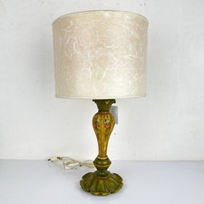 Lampada antica fiorentina da tavolo vintage Abatjour Lume in legno dipinto Verde