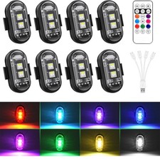 4/8 Pezzi Luce Stroboscopica LED RGB Wireless con Telecomando per Auto Bici Moto