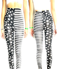 Leggings da donna elasticizzato sportivo fuseaux leggins skinny a stelle strisce