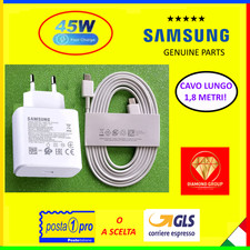 CARICABATTERIA ORIGINALE SAMSUNG EP-TA845 + CAVO 1,8 MT 45W ULTRA VELOCE BIANCO!