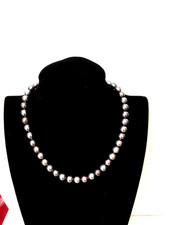 COLLANA IN PERLA  COLTIVATA FRESHWATER NERA  CON SUSTA IN ARGENTO