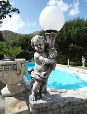 STATUA LAMPIONE LAMPIONCINO DA GIARDINO ESTERNO PUTTO BIMBO IN CEMENTO MARMO H79