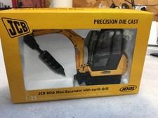 Miniescavatore Joal 268 JCB 8016 con attacco TRAPANO TERRA 1/25 pressofuso SCATOLA