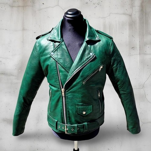 Giubbotto chiodo pelle - , verde