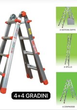 Marchetti Scala Alluminio telescopica 4+4 Gradini Altezza 3,90 mt. Squadra 44