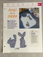 Schema punto croce Bambini Amici per la pappa bavaglino coniglio maialino