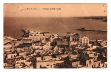 BARI, PANORAMA, CARTOLINA IN B/N, OPACA, FORMATO PICCOLO, VIAGGIATA 1918 *