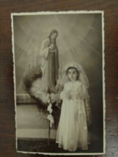 Cartolina 1072. Foto antica formato cartolina. Bambina Prima comunione