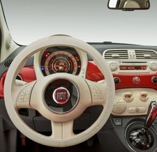 Per Fiat 500 2007 Coprivolante Soft Skin in Ecopelle Beige Ø37-39 Simoni Racing