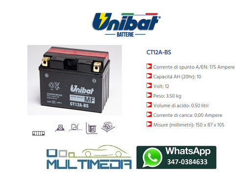 Batteria moto unibat ct12a - moto,