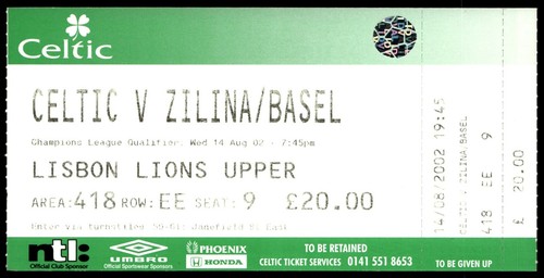 Biglietto 2002 celtic vs - biglietto,
