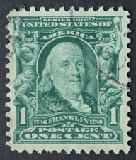 U.S. Used #300 1c Franklin
