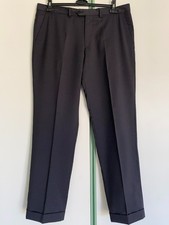 Pantaloni Barbieri estivi neri fresco di lana rifiniti a mano, taglia 52/54