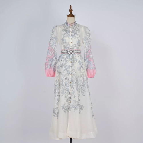 Vestito lungo bianco rosa - bianco,