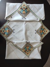 Tovaglia lino ricamata mano - tovaglia,