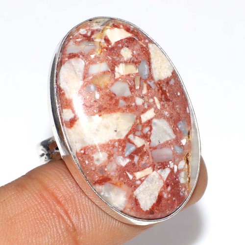 Anello diaspro marmo placcato
