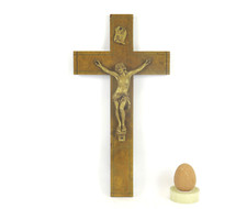 CROCIFISSO IN LEGNO E OTTONE